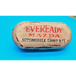 Vintage Eveready Mazda Automobile Lamp Kit Tin Case Auto Advertising Box 5"